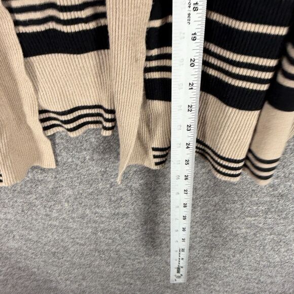 Dana Buchman Cardigan Women L Large Beige Striped Open Front Long Sleeve Rayon - Picture 6 of 7